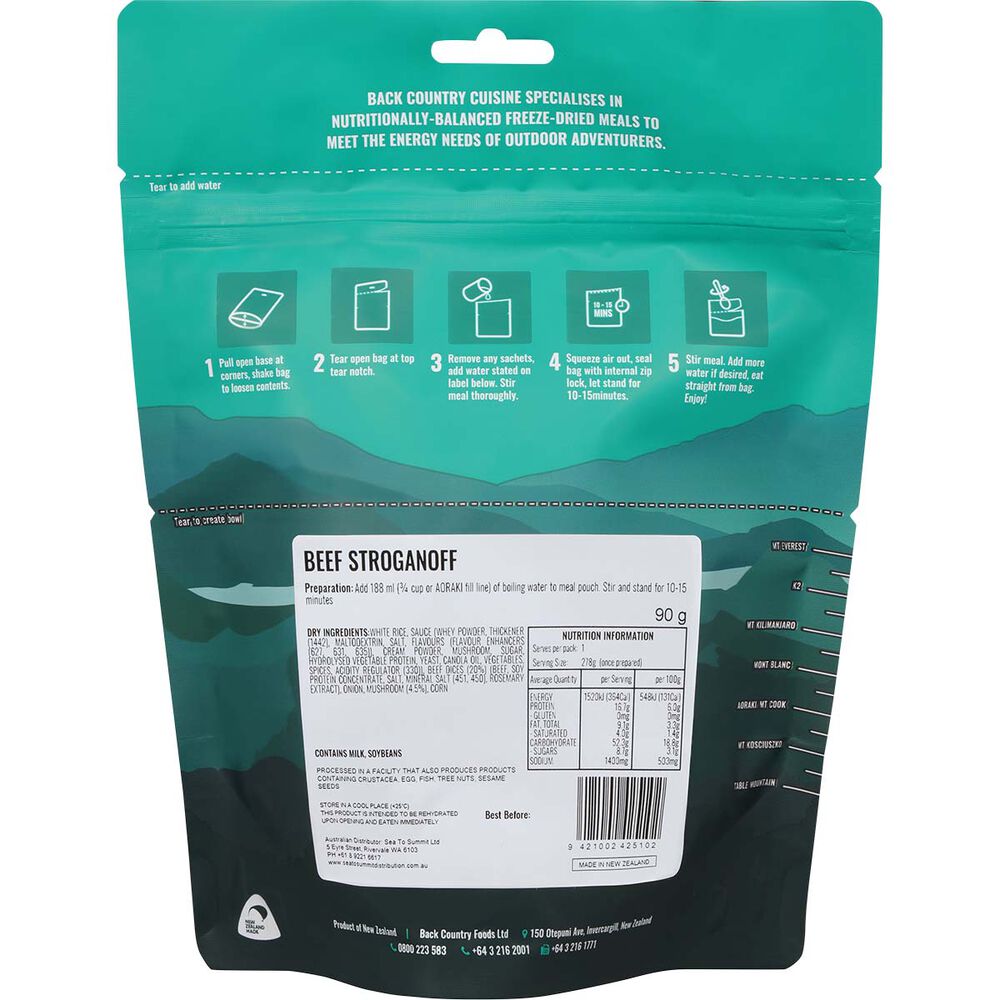  Back Country Cuisine Freeze Dried Beef Stroganoff 1 Serve
