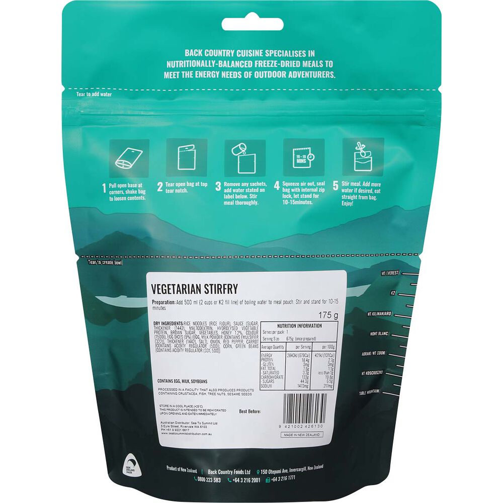  Back Country Cuisine Freeze Vegetarian Stir Fry 2 Serves