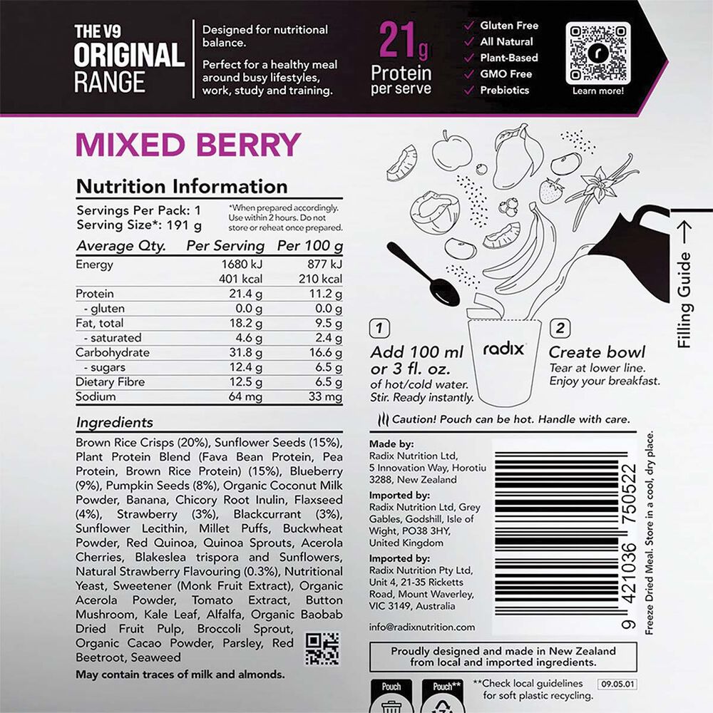  Radix Nutrition Freeze Dried Mixed Berry Original 400kcal