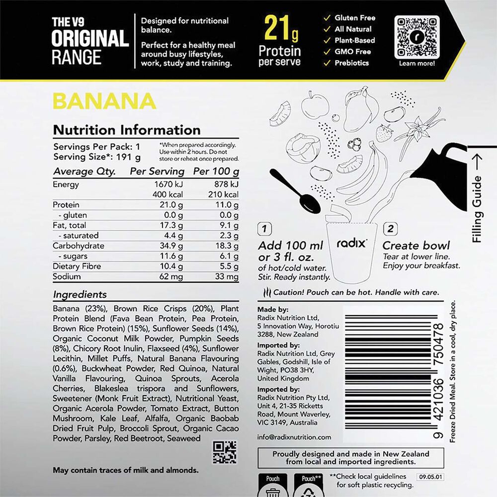  Radix Nutrition Freeze Dried Banana Original 400kcal
