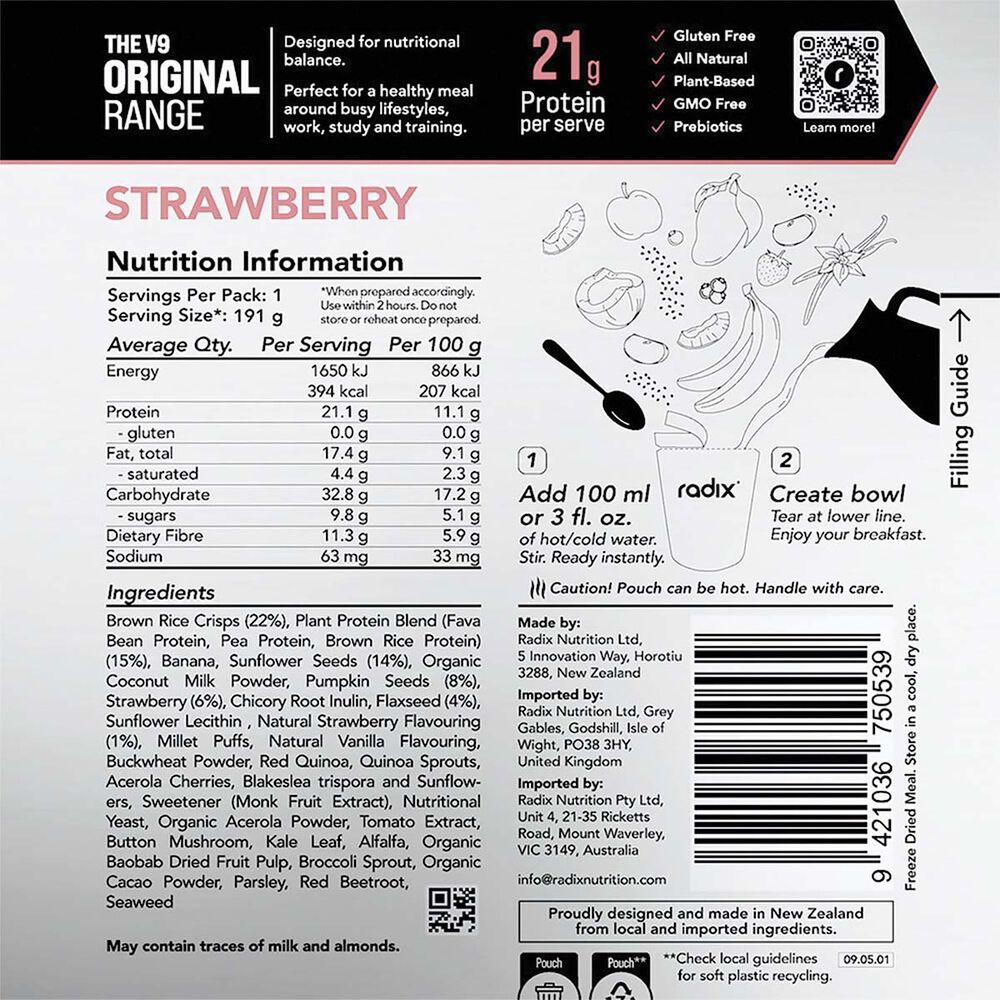  Radix Nutrition Freeze Dried Strawberry Original 400kcal