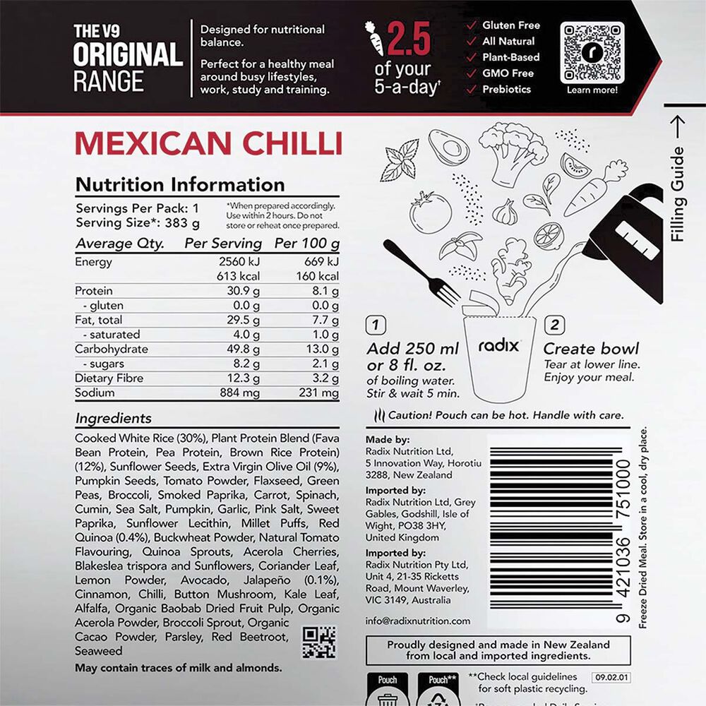  Radix Nutrition Freeze Dried Mexican Chilli Original 600kcal
