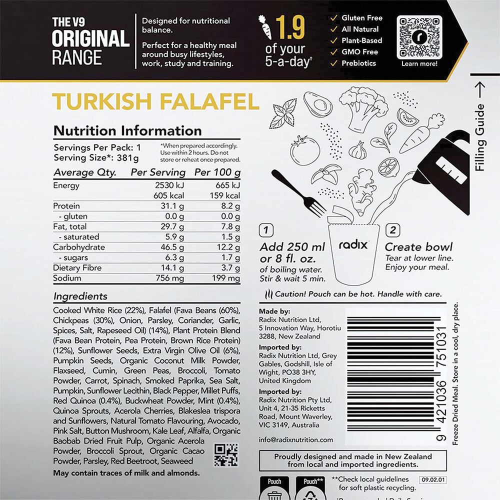  Radix Nutrition Freeze Dried Turkish Falafel Original 600kcal