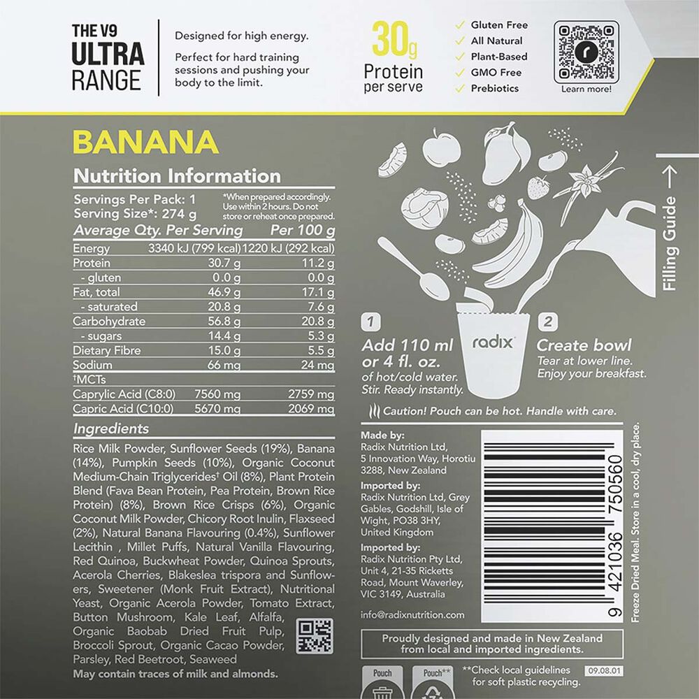  Radix Nutrition Freeze Dried Banana Ultra 800kcal