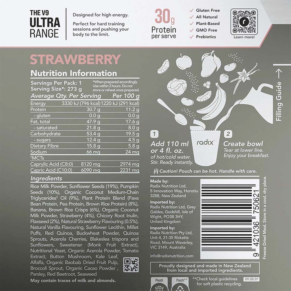  Radix Nutrition Freeze Dried Strawberry Ultra 800Kcal