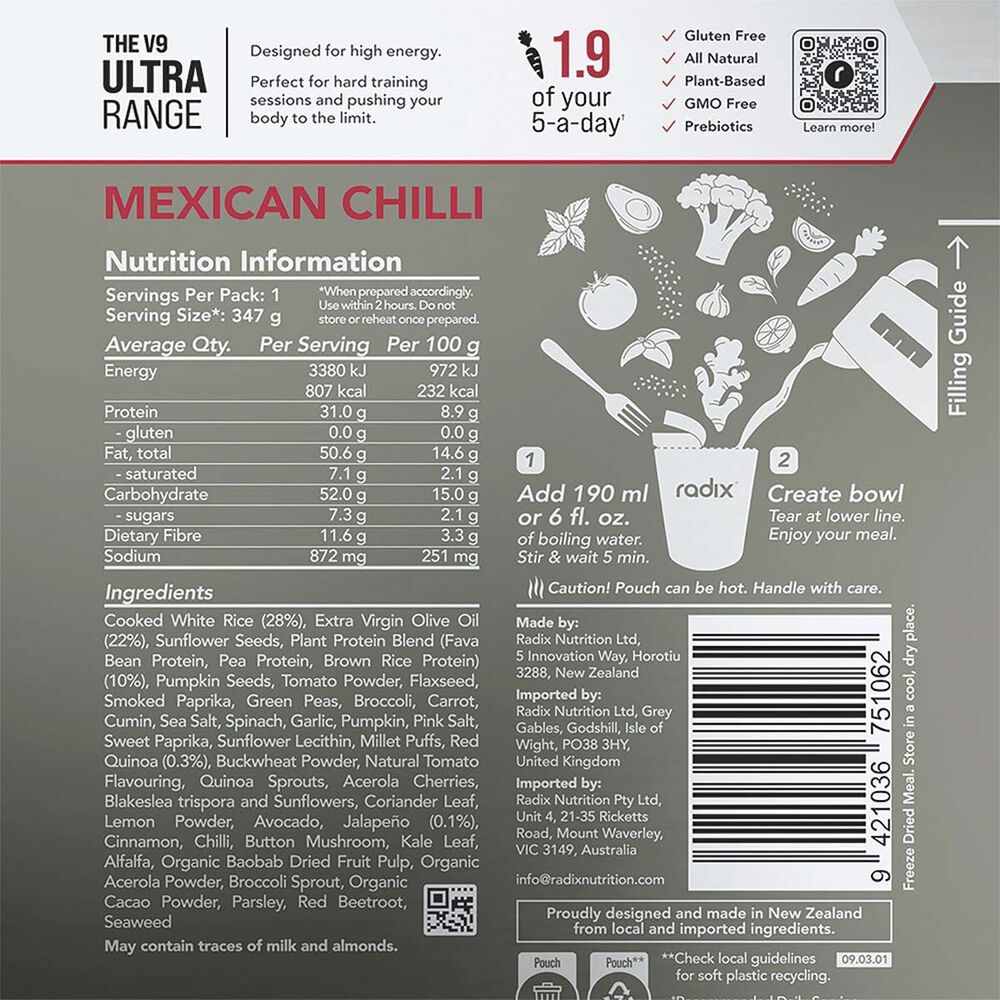  Radix Nutrition Freeze Dried Mexican Chilli Ultra 800kcal