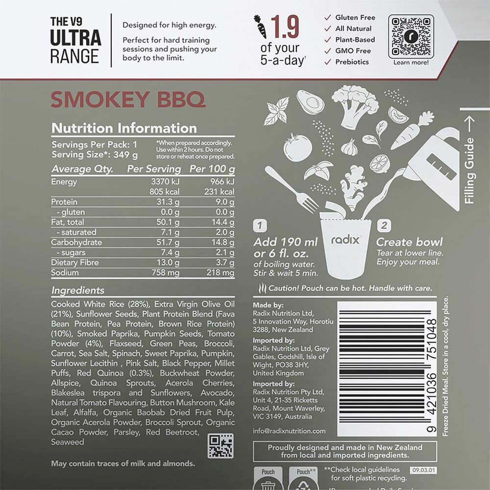  Radix Nutrition Freeze Dried Smokey BBQ Ultra 800kcal