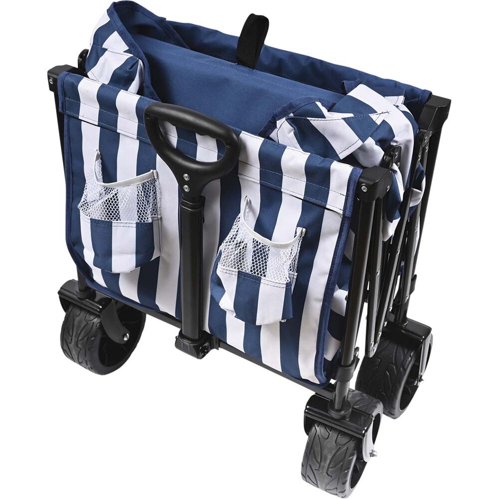 Wanderer Flat Fold Beach Cart 100kg Nautical Stripe