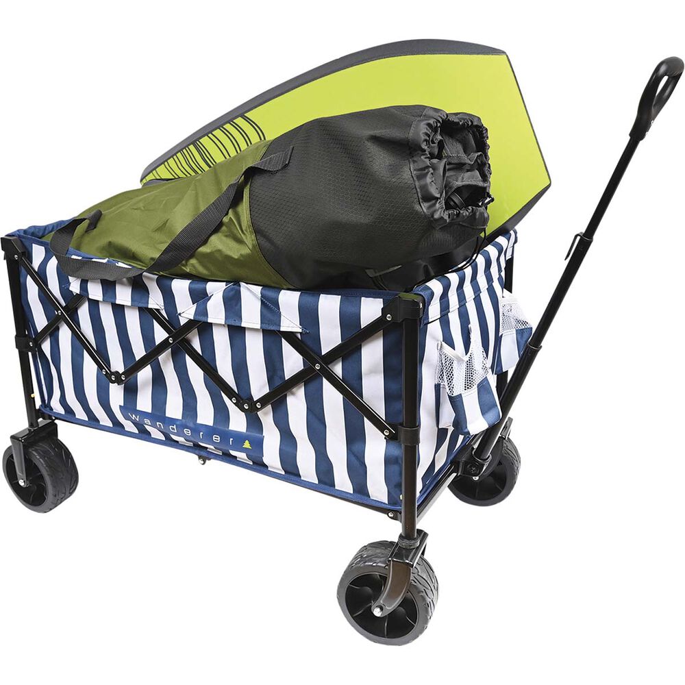  Wanderer Flat Fold Beach Cart 100kg Nautical Stripe