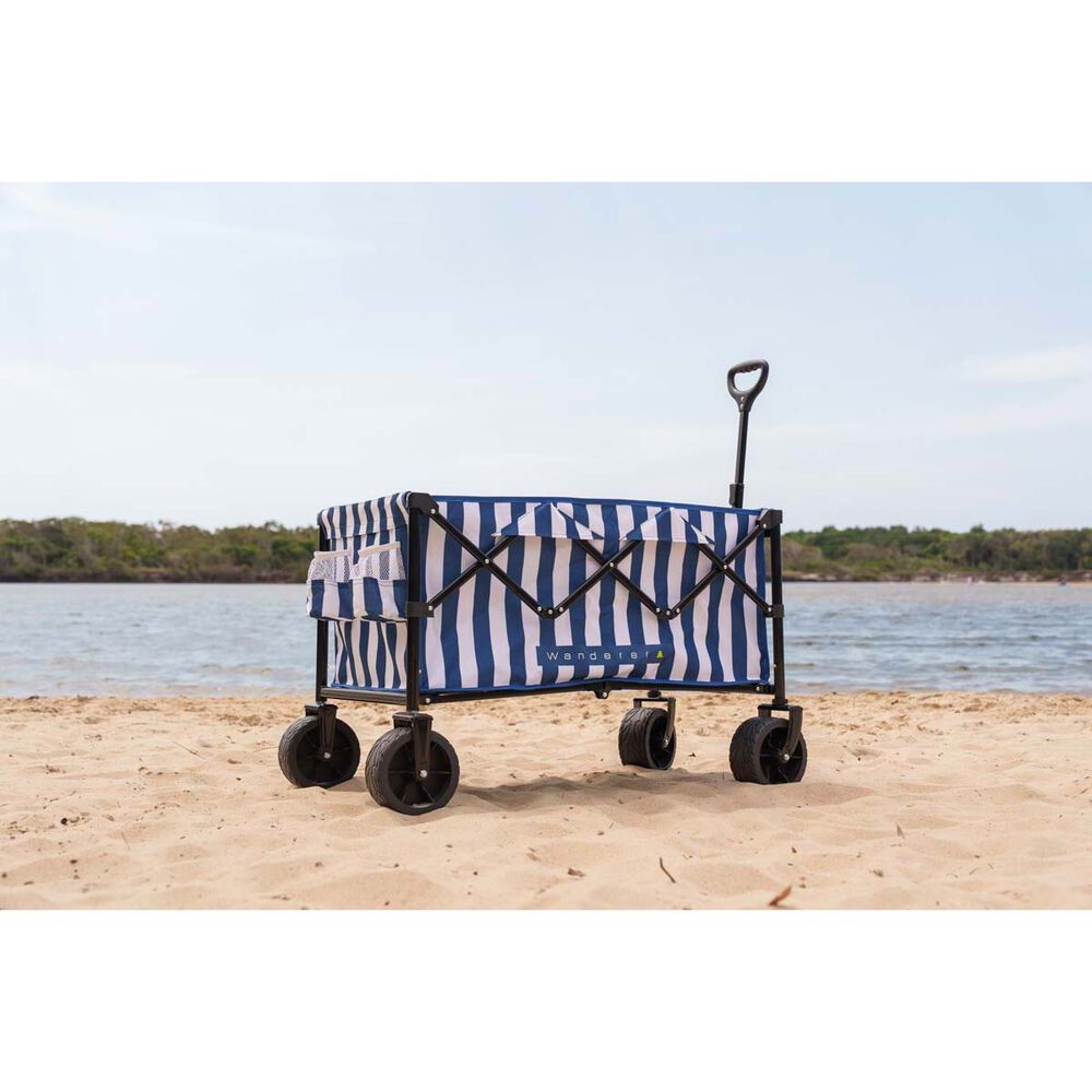  Wanderer Flat Fold Beach Cart 100kg Nautical Stripe