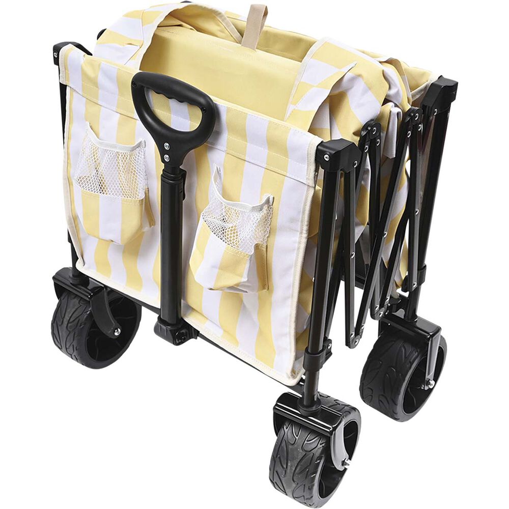  Wanderer Flat Fold Beach Cart 100kg Yellow Stripe