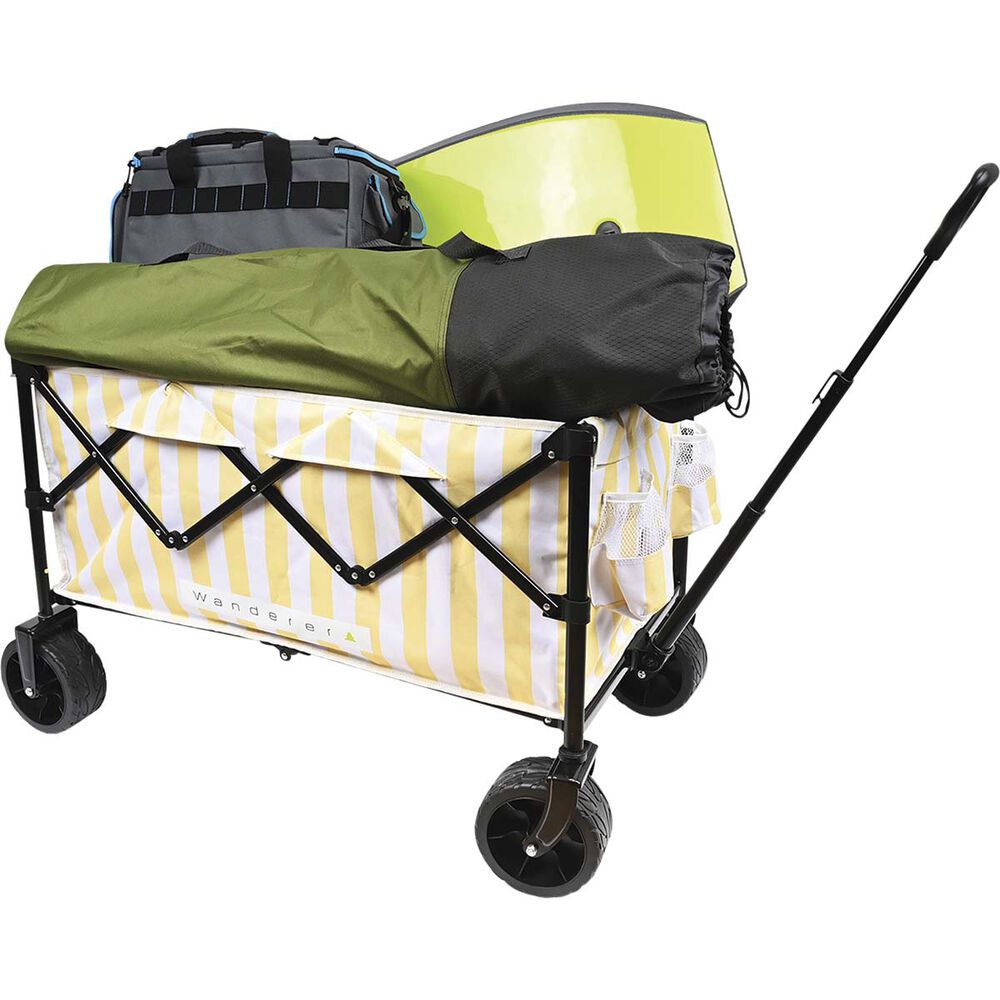  Wanderer Flat Fold Beach Cart 100kg Yellow Stripe