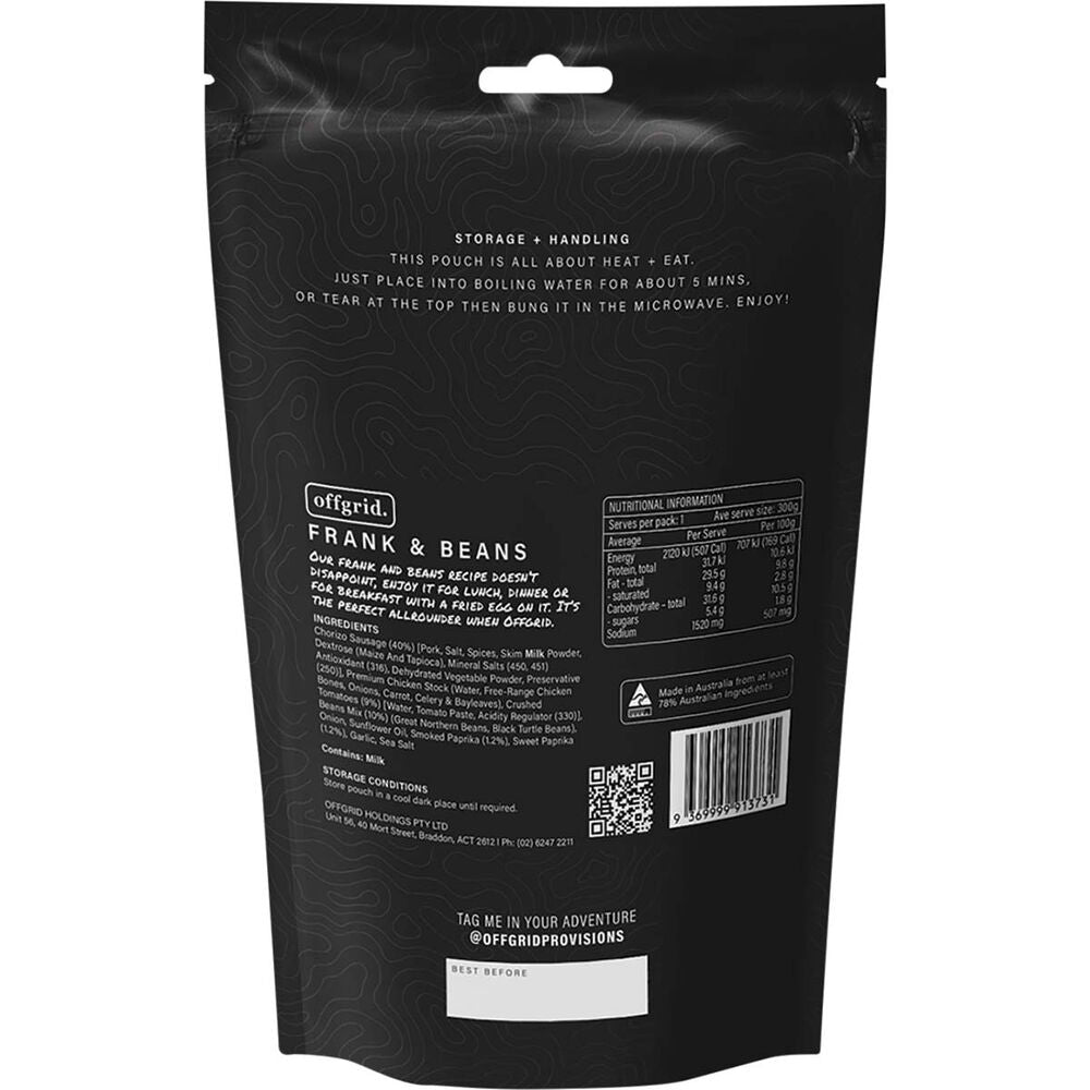  Offgrid Frank And Beans Heat And Eat Meal 300g