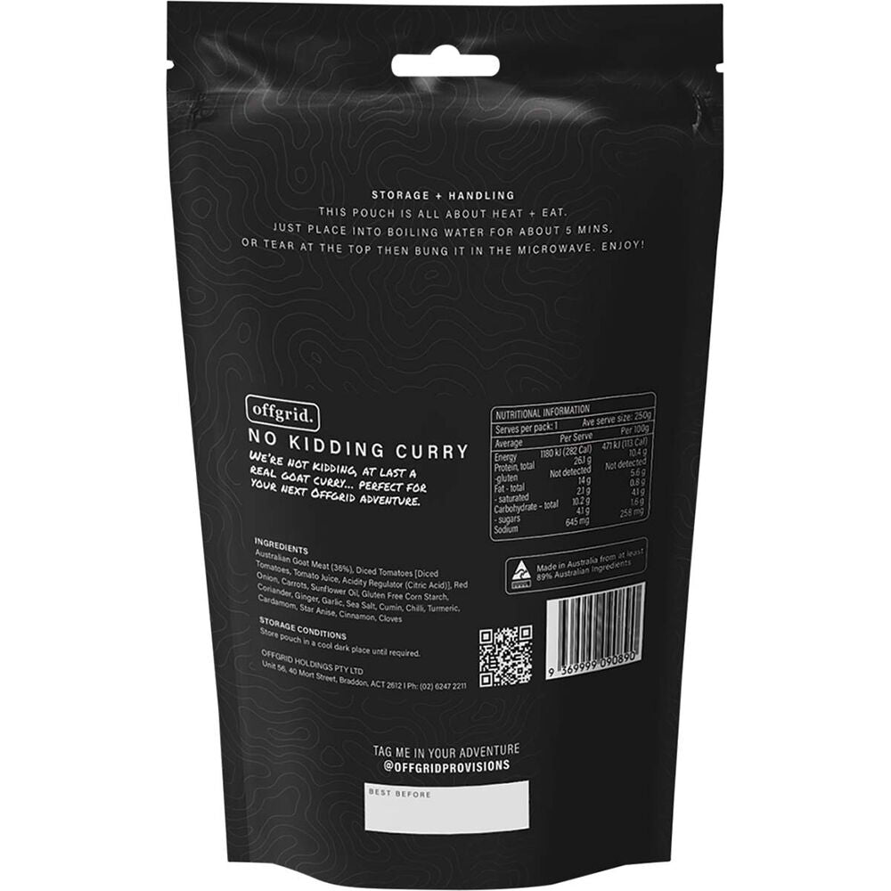  Offgrid No Kidding Curry Heat And Eat Meal 250g