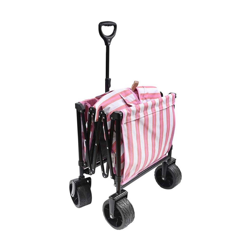  Wanderer Flat Fold Beach Cart 100kg Pink Stripe