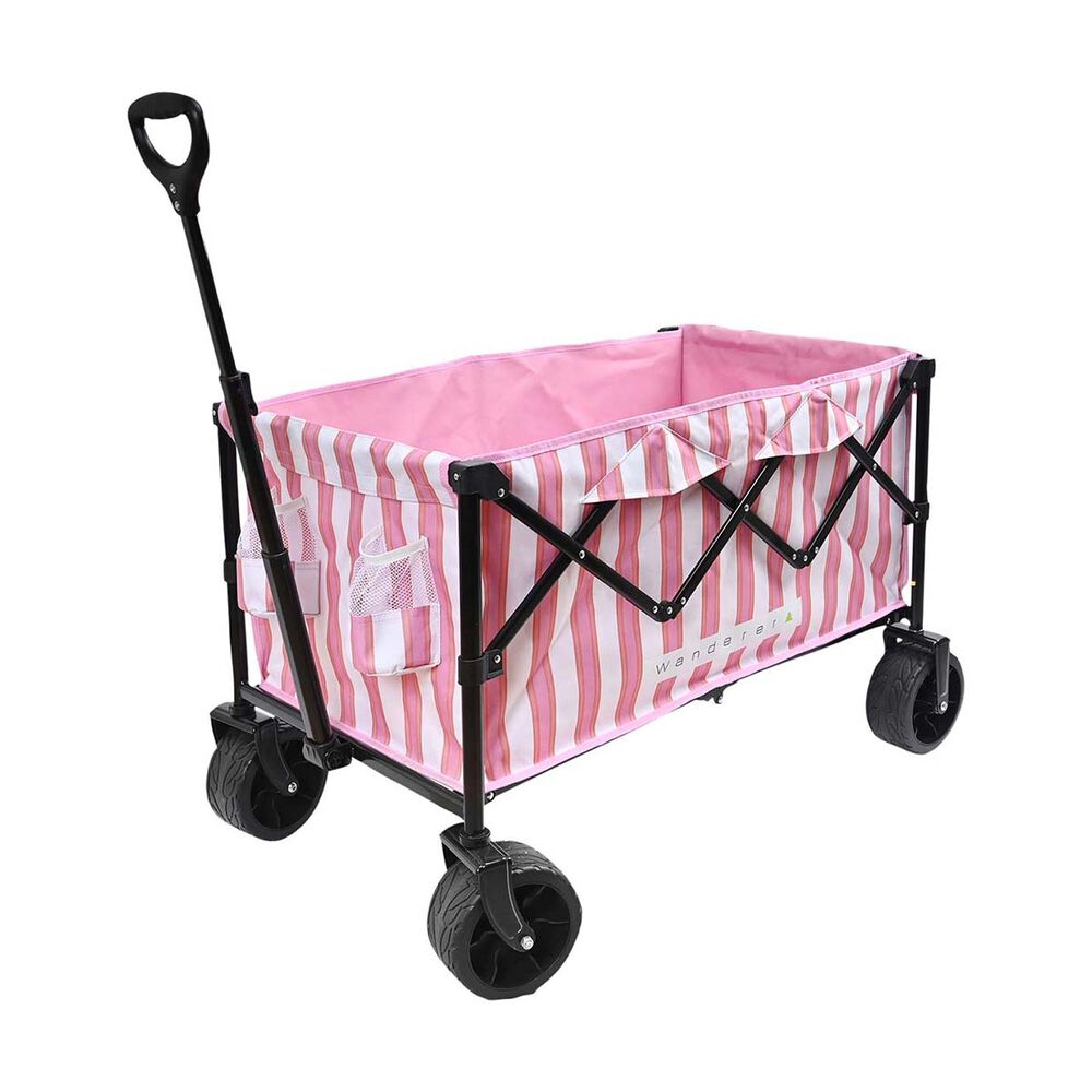  Wanderer Flat Fold Beach Cart 100kg Pink Stripe
